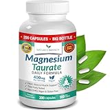 Magnesium Taurate 400mg | High Absorption | 200 Capsules for Sleep, Heart Health,...