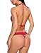 ADOME Women One Piece Lingerie Halter Plunging Teddy Lace Babydoll Bodysuit