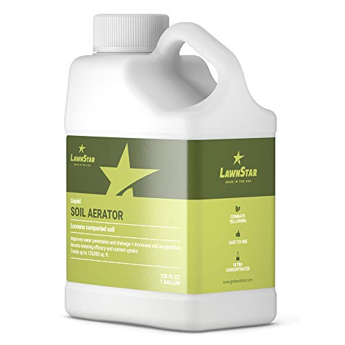 LawnStar Liquid Soil Aerator (1 Gallon) - Loosens & Conditions Compacted Soil - Alternative to Core and Mechanical Aeration - Improves Water Penetration & Drainage + Soil Oxygenation - American Made