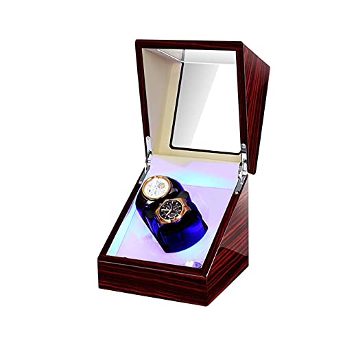 WYUYIW Enrollador de Reloj Enrollador de Reloj automático Caja enrolladora de Relojes Doble con luz LED Almohada Flexible para Reloj Adaptador de CA y batería (Negro + Blanco) Enrollador de Reloj