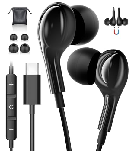 USB C Headphones for Samsung Galaxy S26 Ultra S24 S25 iPhone 17 USB C Earphones Wired Earbuds Type C Headphones with Mic HiFi Type C Earphones for iPhone 16 Samsung S23 S24 S25 FE A56 A17 A16 iPad 10