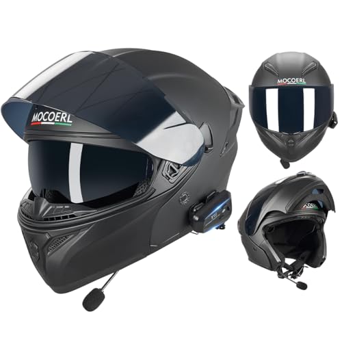 Mocoerl Casco Moto Integral Abatible Certificado Dot?con Bluetooth Externo