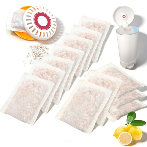 PurifyLogix Lemon-Scented Deodorizer Packs for Baby Puck Cartridge, Odor Absorber Refills Compatible with Baby Munchkin Step and Pail Diaper Pails, 12 PCS (For 3.5" Cartridge)