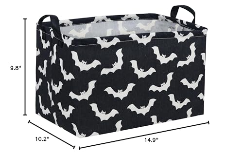 Image of Essme Rectangular Kids Basket,Bat Storage Basket with Handles for Room Decor, Halloween Baskets,Cute Storage Bin(Bat)