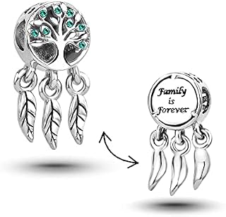 KunBead Jewelry Dream Catcher Family Tree Forever Beads Crystal Dangle Charms for Bracelets Necklace