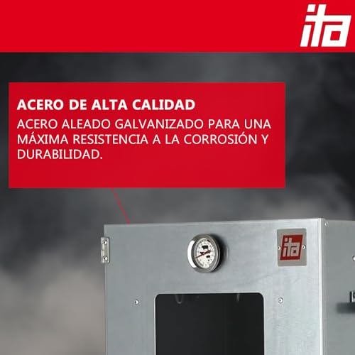 Miniatura 5 de Ita Ahumador Electrico 7000 81x28x40 Cm Con Ventana - Ahumadero Profesional Con Termómetro - Metal Galvanizado, Anticorrosivo, Duradero - Fumador Para Carne, Pescado, Salchichas