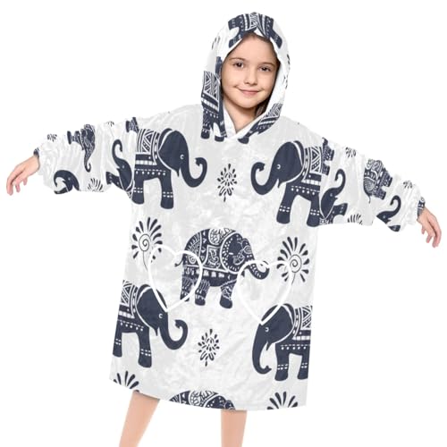 Pardick Wearable Blanket Hoodie for Kids, Powerful elephant Fleece Sweatshirt Blanket Oversized Blanket Sweatshirt with Pocket Flannel Warm Hooded Blanket 6-10 Year Old Girl Boy Gift, One Size
