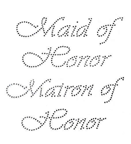 Lot of 2 Rhinestone Maid and Matron of Honor Wedding Iron on Transfer (1 Maid of Honor) (1 Matron of Honor)