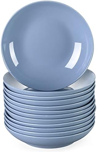 LOVECASA, Series Sweet, Soup Plates Porcelain Deep Dinner Plate Soup Snack Plate, for 6 People Dark Green