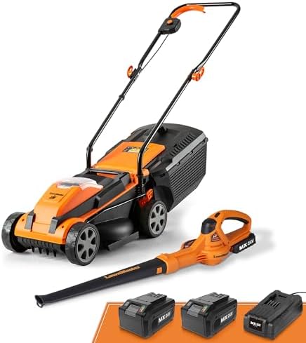 best lawn mower snow blower combo that will change your yard game 6 LawnMaster 24VMWBL 24V Max 13-inch Cordless Lawn Mower and Cordless Leaf Blower Combo with 2x4.0Ah Batteries and Charger