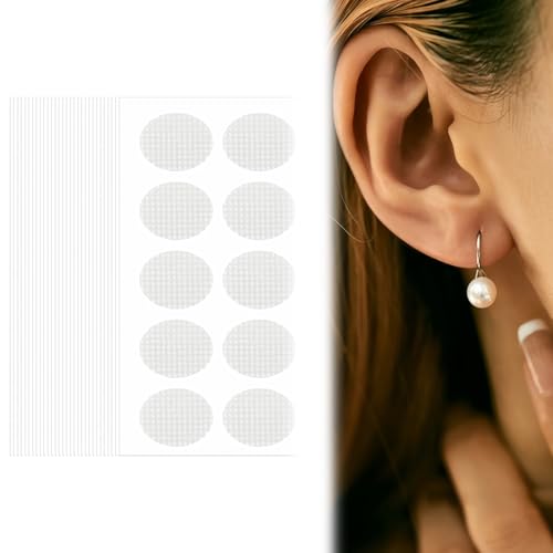 NJCXOLA 300 Pezzi Ear Lobe Support Patches, Alleviare la Pressione Causata Dall'allungamento Dell'orecchio, Cerotti per Orecchie a Sventola, Patch per Uomo Donna Orecchino Resistente