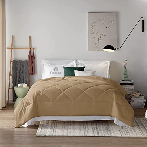 Image of Filbert Super Comfort Microfiber 500 Gsm Double Bed Comforter For Heavy Winter Blanket Quilt Diamond Stitch (90 inch X 100 inch Inches /228Cm X 254Cm) - 300 Tc Comforter Double Bed | Beige
