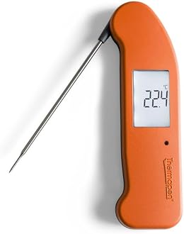 Thermapen ONE Digital Meat Thermometer — Instant 1 Second Readings, IP67 Waterproof Food Thermometer for Meat/Baking/BBQ/Sugar/Oil, Accurate Thermometer with Calibration Certificate (Cayenne Pepper)