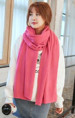 Wander Agio Womens Warm Long Shawl Winter Upset Large Scarf Pure Color Rose Red - Image 3