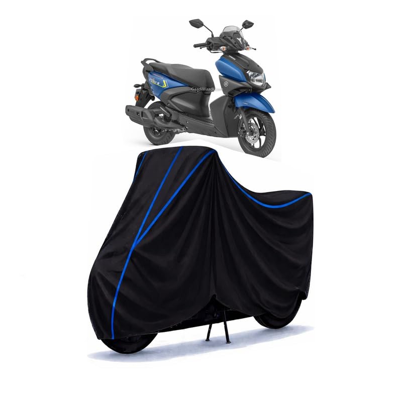 Image of Scooty Cover Water Resistant for Ray ZR 125 | Universal Scooter & Bike Cover | Heavy Duty UV Dust, Rain & Scratch Protection Weather Indoor Outdoor | Black with Blue Piping