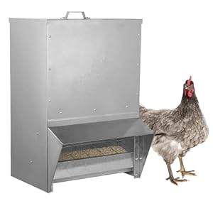 RentACoop Mounted Metallic Trough Poultry Feeder: Waterproof, Chickens/Poultry/Etc. (50LB Capacity)