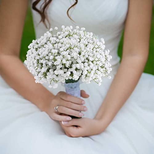 20Pcs 60 Bunches White Babys Breath Artificial Flowers Bulk Bridal Bonquet Fake Gypsophila Flores Plants For Diy Cake Wreath Wedding Baby Shower Party Table Christmas Tree Garden Decor (No Vase) #TOP4