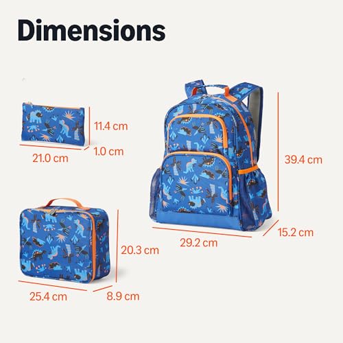 Amazon Essentials Kids School Backpack Set with Lunch Tote and Pencil Case - Multi-Pocket Tear-Resistant Student Day-pack - School Supplies Bundle - Blue Navy - 3 Piece Set by Amazon Essentials - Used condition - Image 5