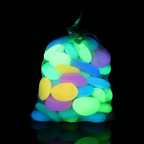 Image of Shiny Stone Glow in the Dark Pebbles, Multicolor, Big Size 3-4cm, 400g /14.1oz | Decorative Glow Stones, Fish Tank Aquarium Gravel, DIY Garden Gifts Decoration