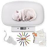 Qulable Puppy Scale for Newborn Puppies, 33 lb Digital Whelping Scale with 1g Resolution, 15 Color ID Collars, 3 Double-Sided Record Keeping Cards & Tape Measure for Breeders