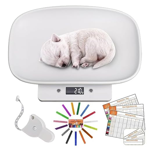 Digital Small Animals Scales for Weighing with Tape Measure, Puppy Whelping Scale Weigh Your Kitten, Rabbit with High Precision, Inclue 15 Color Newborn Puppy Collars and 6 Record Keeping Charts
