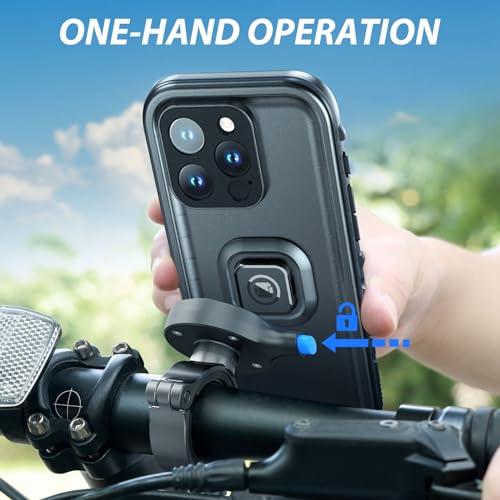 SPORTLINK [2-in-1 Combo] Bike Phone Mount & Waterproof Case for iPhone 14 Pro Max – Motorcycle Handlebar Holder, 360° Rotatable, Quick Release, Aluminum Frame - Image 4