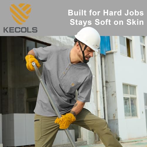 Kecols Loose Fit Thick Work T-Shirts for Men Pocket Henley Workwear Shirts by Kecols - Used condition - Image 5