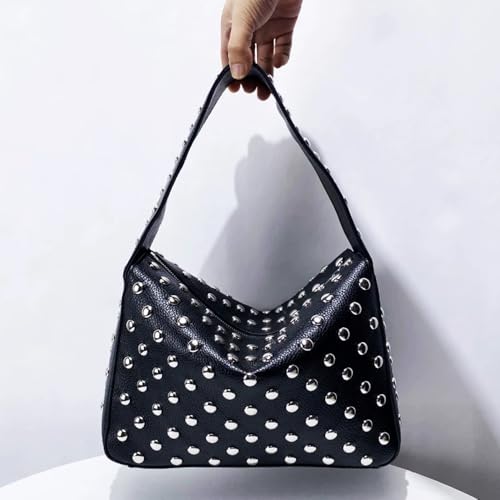 Studded Handbag for Women - Black Punk Shoulder Bag 90s 2000s Vegan Fall Fashion Trendy Purse2