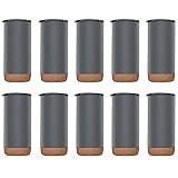 DISCOUNT PROMOS Travel Tumblers with Cork Bottom 16 oz. Set of 10, Bulk Pack - Double Wall Insulated, Matte Finish, Perfect for Iced Coffee, Soda, Other Beverages - Grey
