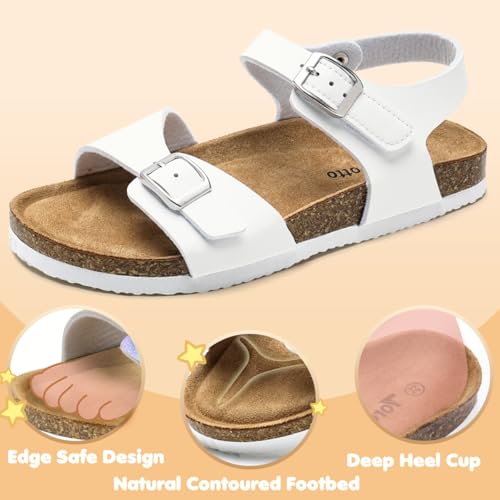 Image of Torotto Toddler Kids Sandals Boys Girls Cork Footbed Sandals with Adjustable Buckle Casual Slides Open Toes Flat