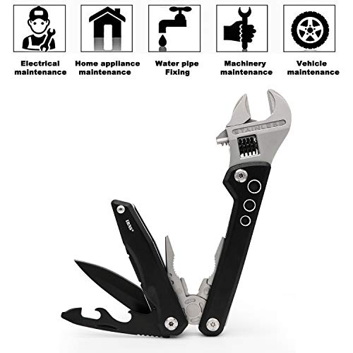 IBNS 7 in 1 Multifunction Tool 024 Adjustable Spanner Multi Tool with Screwdriver Plier Wire Cutter Knife Bottle Opener For Home Outdoor Yard