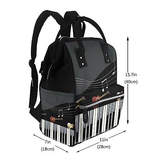 Sac à langer imprimé guitare et piano grand sac à dos multifonction bébé