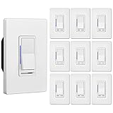 [10 Pack] BESTTEN Digital Dimmer Light Switch with LED Indicator, Horizontal Dimming Slider Bar, Single Pole or 3-Way, for Dimmable LED Lights, CFL, Incandescent, Halogen Bulbs, UL Listed, White