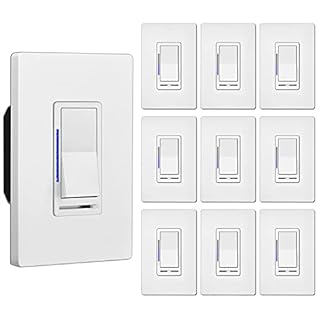 [10 Pack] BESTTEN Digital Dimmer Switch with LED Indicator, Single Pole or 3-Way, Suit for Dimmable LED Light, CFL, Lamp, Incandescent, Halogen Bulb, Screwless Wallplates Included, cUL Listed, White