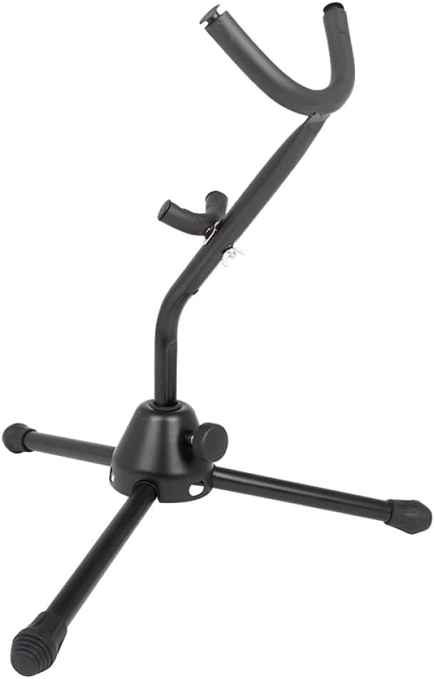 Baluue Black Foldable Metal Saxophone Stand with Stable Tripod Design