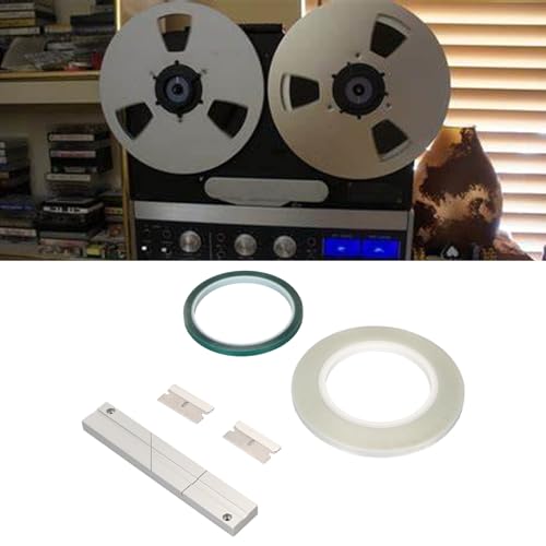 Image of Tape Splicing Block Kit for Revoxsonido, Reel to Reel 1 /4 10in Professional Tape Splicing Block for Open Reel Tape Media with 2 Reels of Tape and 2 Cutters. Green