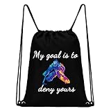 MYSOMY Goaltender Hockey-Geschenktasche mit Kordelzug für Hockey-Team, Hockey, Mutter, Geschenke, My Goal is to Deny Yours