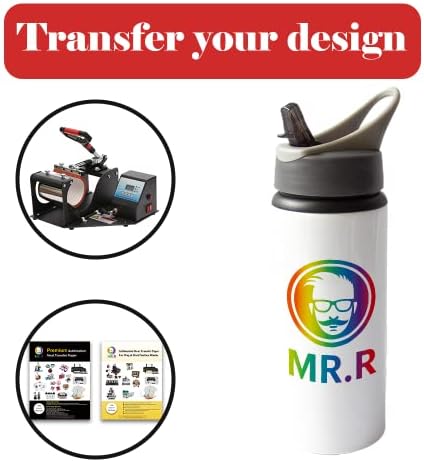 MR.R Sublimation Blanks White Sport Aluminum Bottle Portable Gray Laptop Lid 600ml for Heat Transfer Printing