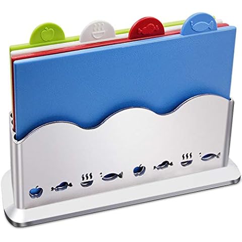 Index Color-Coded Cutting Boards Set with Holder for Kitchen Plastic Dishwasher Safe Christmas Gift Cover