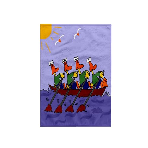 Image of 3D Rose TWL_201803_1 Funny Ducks in a Row Boat Cartoon, 15" x 22"