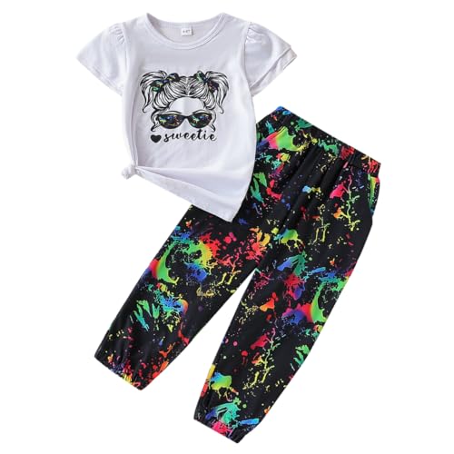 Image of Tween Girl Clothes 2 Piece Outfit Summer Short Sleeve Top + Jogger Pants Spring Fall Clothing Set Size 4-14 Years