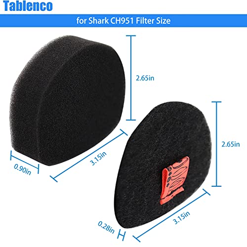 for Shark Cordless Handheld Vacuum UltraCyclone Pet Pro Plus Replacement Foam Felt Filters, Compatible with Shark CH901 CH950 CH951 CH951C CH900WM XL Dust Cup Filter, Part #XFTRCH900 4 Pack