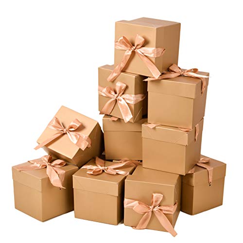 Es With Lids,10x10x10cm,nested Squared Boxes With Lids For Fathers Day, Graduations, Weddings, Birthdays And Christmas, Gift Box, New Year Gift Box,mother's Day(gold, 4&rdquo;&times;4&rdquo;&times;4&rdquo;)