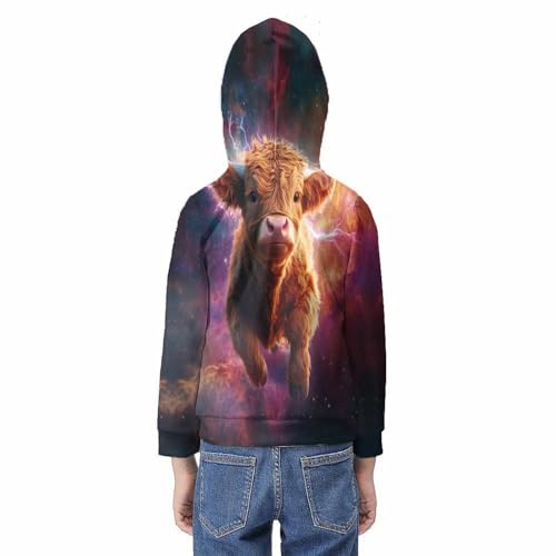 Sweats à capuche enfant imprimé vache pour ados - 6