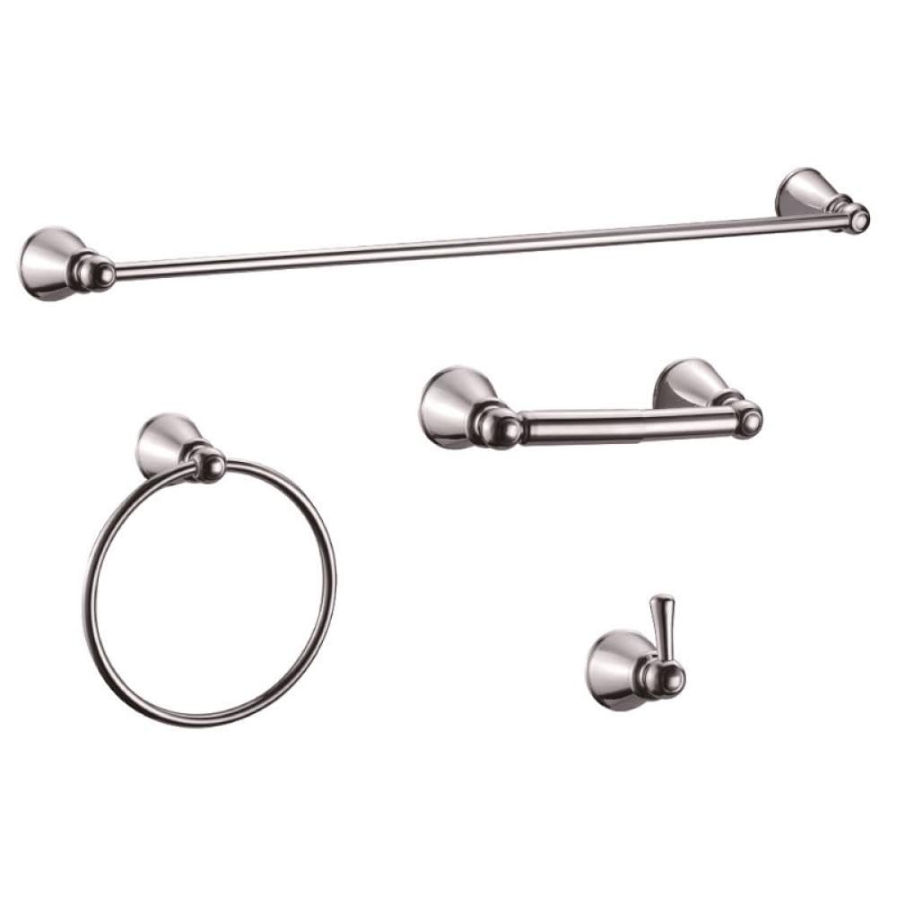 Kit d'accessoires de salle de bain 4 pièces en nickel satiné et chrome