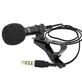 BigBigHundred Micrófono Lavalier Clip-on Lapel Lavalier Mic Entrevista Micrófono Altamente Sensible Micrófono de Manos Libres para teléfono/Grabación de entrevistas/Videoconferencia - Negro