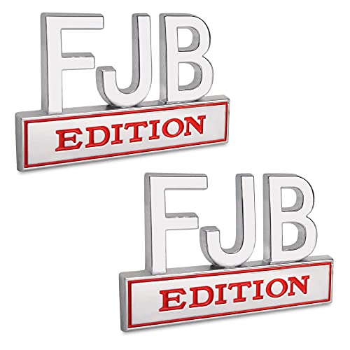 DROTE Truck Bumper Stickers, 2PCS Car Stickers Emblems 3D Raised Strong Adhesive Decals Tailgate Insert Letters Alloy Car Truck Accessories Badge (Silver&Red, 2PCS)