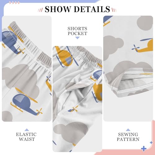 ZZXXB Helicopters with Cloud Boys Long Pants Soft Trousers Elastic Waist Kids Lounge Bottoms with Pockets S-XL4