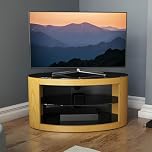 AVF Oval Wood TV Stand - Buckingham Affinity 800mm Wide Floorstand Unit, Upto 40", Oak With Black Glass, Open Storage
