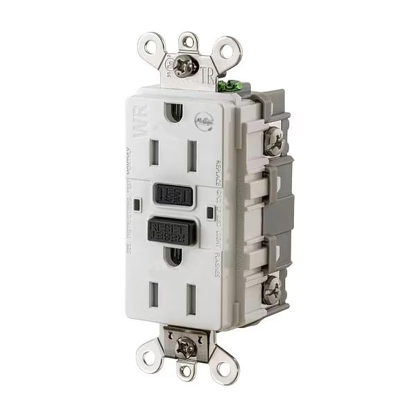 GFCI Receptacle, 15A, 125VAC, 5-15R, White, Mfr: GFSG5262W-A